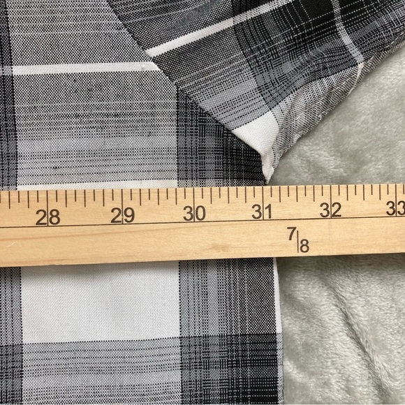 Yago Black & White Plaid Short Sleeve Button Down Shirt with Pocket Big Size 4XL - Picture 7 of 9